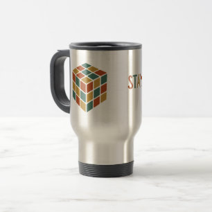 Bleibe Cubed Puzzle im Stil eines Logic Cube Ret Reisebecher