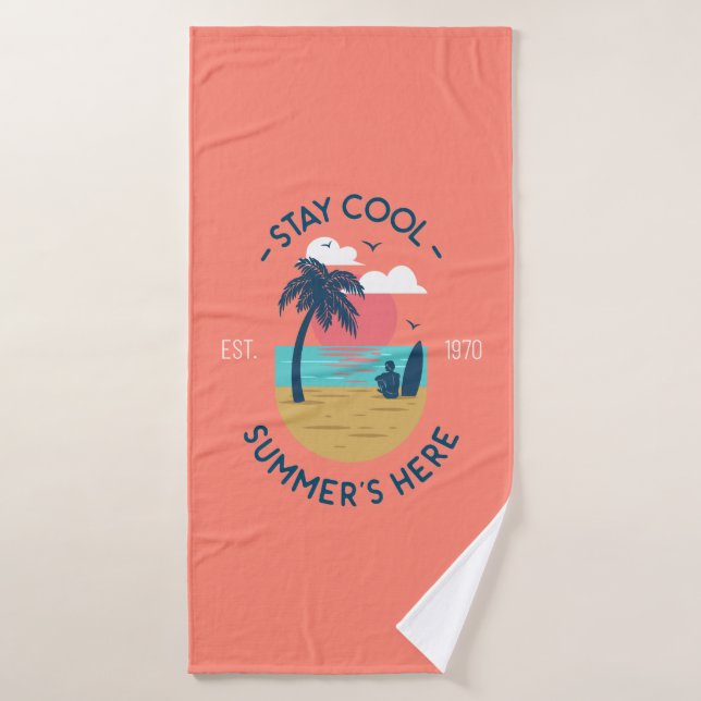 Bleibe den Coolen Sommer hier Beach Sunset Badehandtuch (Badehandtuch)