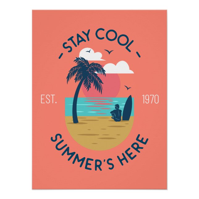 Bleibe den Coolen Sommer hier Beach Sunset Poster (Vorderseite)