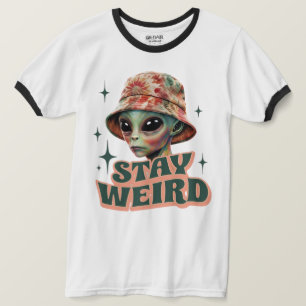 Bleibe der komischen Alien Krawatte-Dye-Ringer-T - T-Shirt