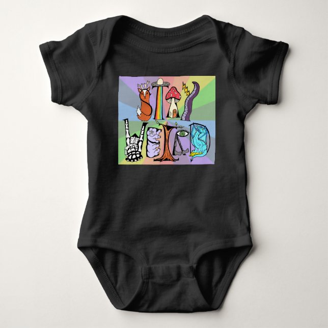 Bleibe des seltsamen Baby Bodysuit Rainbow Backgro Strampler (Vorderseite)