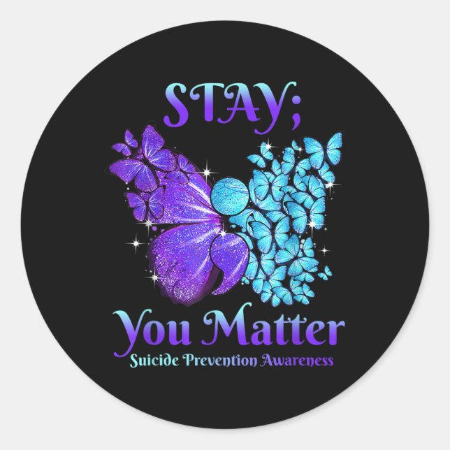Bleibe dir Butterfly Semicolon Suicide Bewusstsein Runder Aufkleber (Vorderseite)
