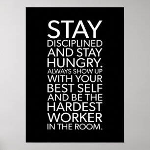 Bleibe diszipliniert und hungrig - Gym, Hustle, Er Poster
