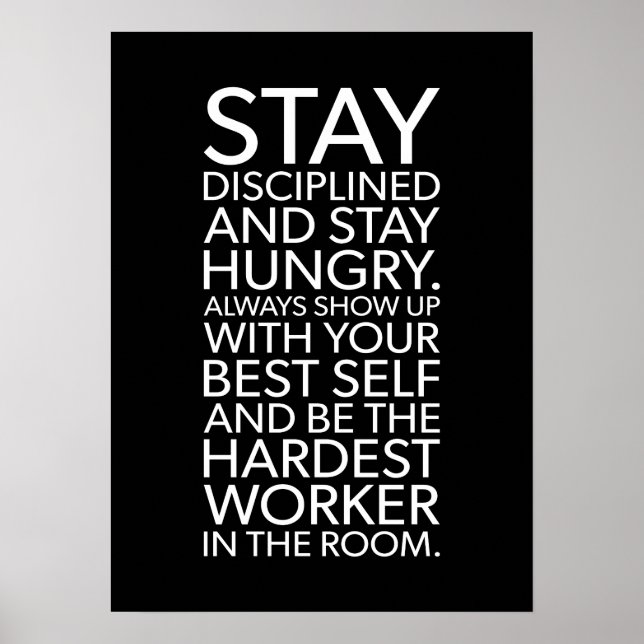 Bleibe diszipliniert und hungrig - Gym, Hustle, Er Poster (Vorne)