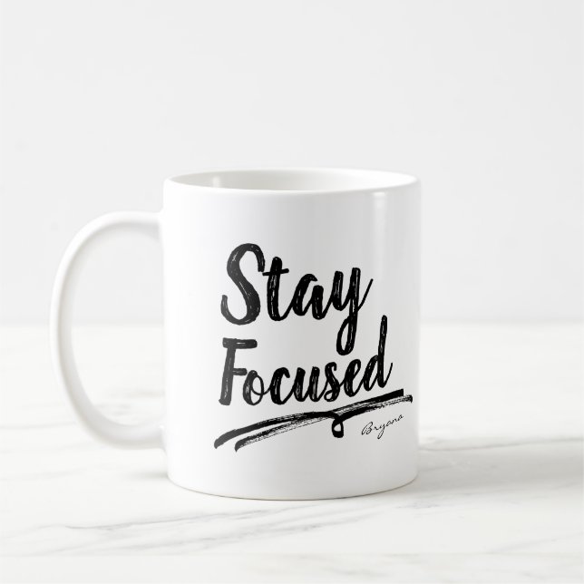 BLEIBE FOCUSUSWORD Office Typografy Personalisiert Tasse (Links)
