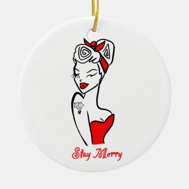 Bleibe fröhlich keramik ornament (Vorne)