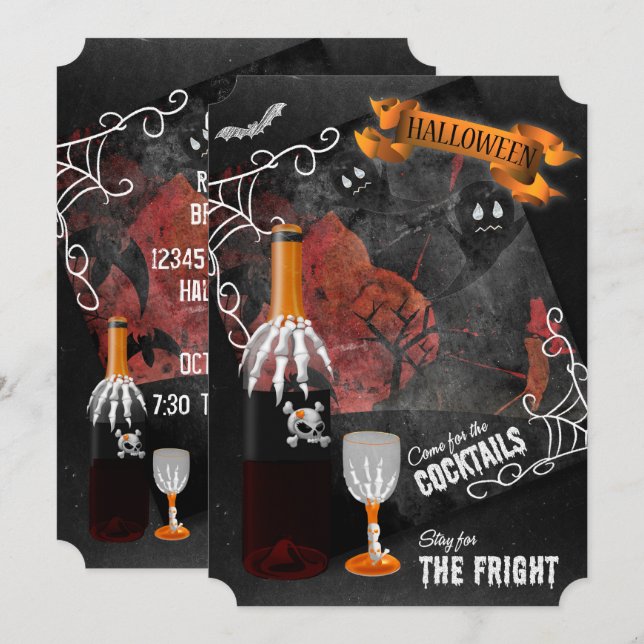 Bleibe für das Fright Halloween Cocktail Party Einladung (Vorne/Hinten)