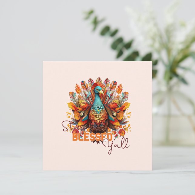 Bleibe gesegnet Y'all mit farbenfroher Türkei (Stehend Vorderseite)