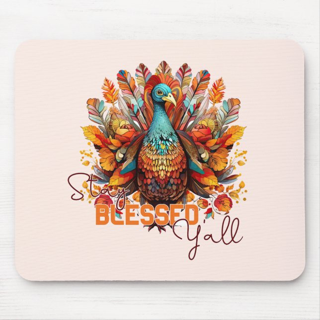 Bleibe gesegnet Y'all mit farbenfroher Türkei Mousepad (Vorne)