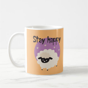 Bleibe glückliche Kawaii niedliche, lustige weiße  Kaffeetasse