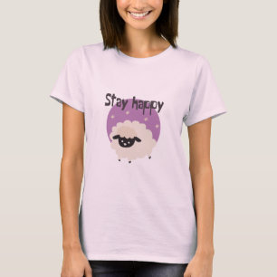 Bleibe glückliche Kawaii niedliche, lustige weiße T-Shirt