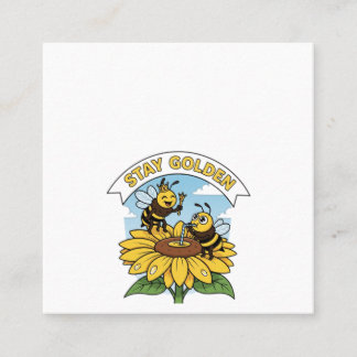 Bleibe Golden - Biene und Blume Illustration Quadratische Visitenkarte