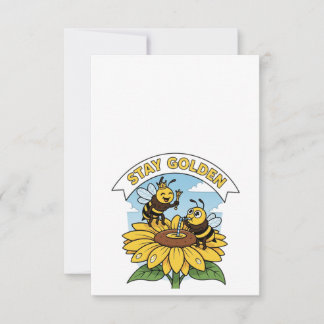 Bleibe Golden - Biene und Blume Illustration RSVP Karte