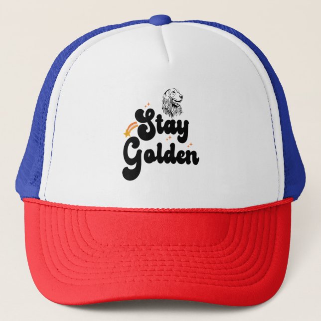 Bleibe Golden Groovy Retriever Dog Animal Pet Love Truckerkappe (Vorderseite)