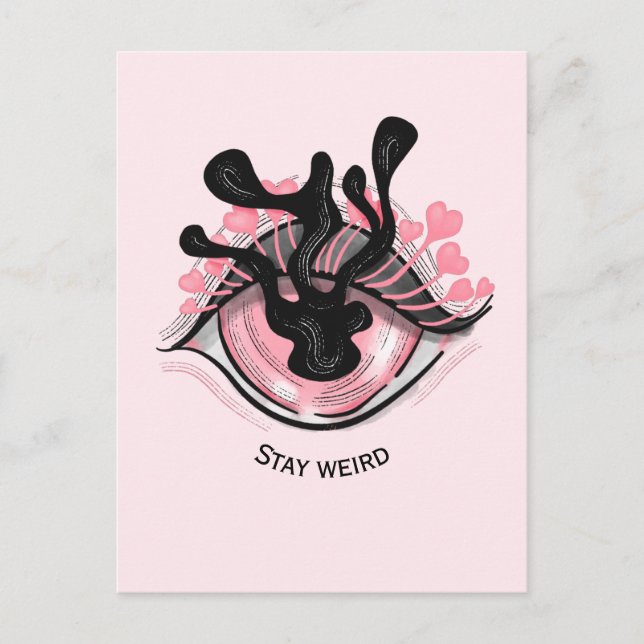 Bleibe Goth Pink Eye Creepy Horror Hexe Postkarte (Vorderseite)