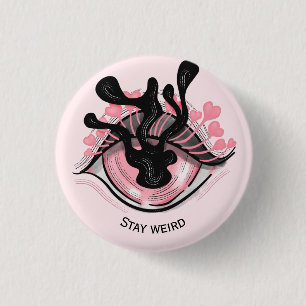 Bleibe Goth Pink Eye Creepy Horror Wicca Button