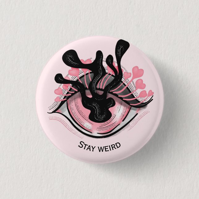 Bleibe Goth Pink Eye Creepy Horror Wicca Button (Vorderseite)