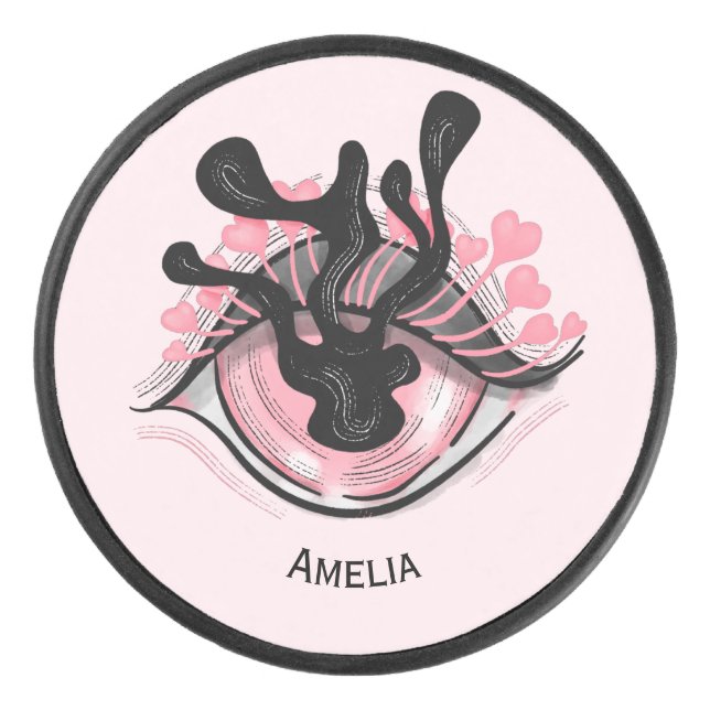 Bleibe Goth Pink Eye Creepy Horror Wicca Eishockey Puck (Vorderseite)