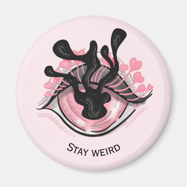 Bleibe Goth Pink Eye Creepy Horror Wicca Magnet (Vorne)
