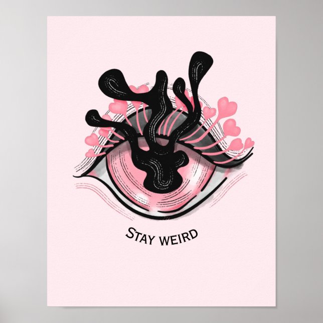 Bleibe Goth Pink Eye Creepy Horror Wicca Poster (Vorne)