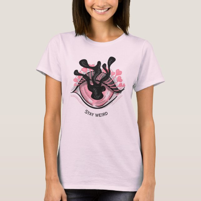 Bleibe Goth Pink Eye Creepy Horror Wicca T-Shirt (Vorderseite)