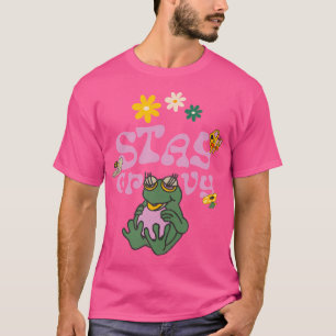 Bleibe Groovy Disko Party Hippie Frog T-Shirt
