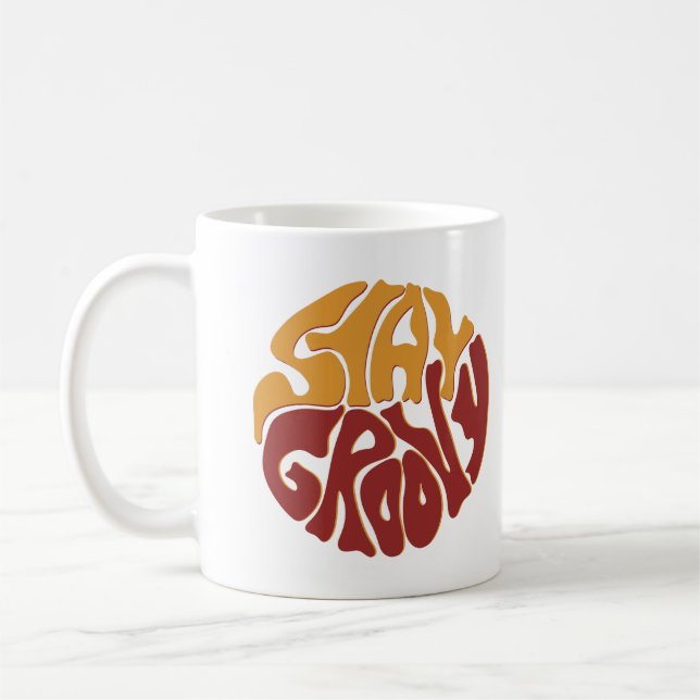 Bleibe Groovy mit einem Splash aus Rot und Gelb Kaffeetasse (Links)