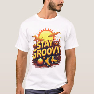 Bleibe Groovy Retro 70er Disco Roller Skate Ästhet T-Shirt