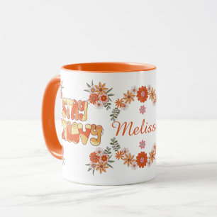 Bleibe Groovy Retro Boho Blume duftendes Blumendes Tasse