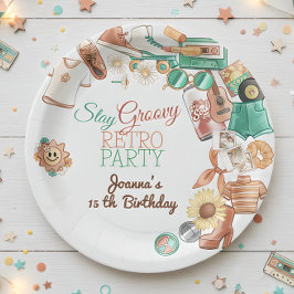 Bleibe Groovy Retro Geburtstagsparty Pappteller