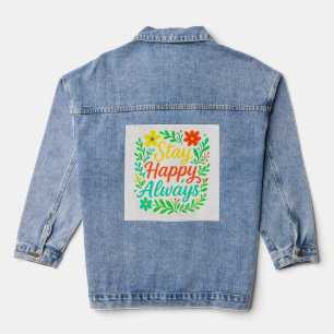 Bleibe Happy immer Motivierend Zitat Blumendesioo Jeansjacke