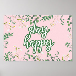 Bleibe Happy Pastel Floral Poster