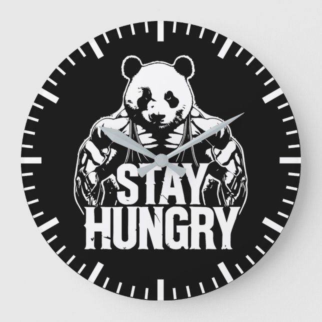 Bleibe Hunger, Gym Panda, Bodybuilding Motivierend Große Wanduhr (Vorderseite)