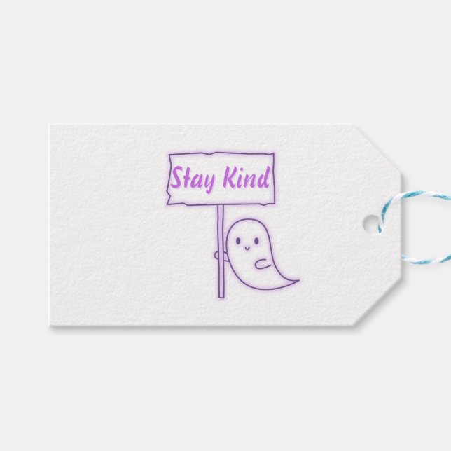 Bleibe Kind Friendly Ghost Geschenkanhänger (Vorderseite (Horizontal))