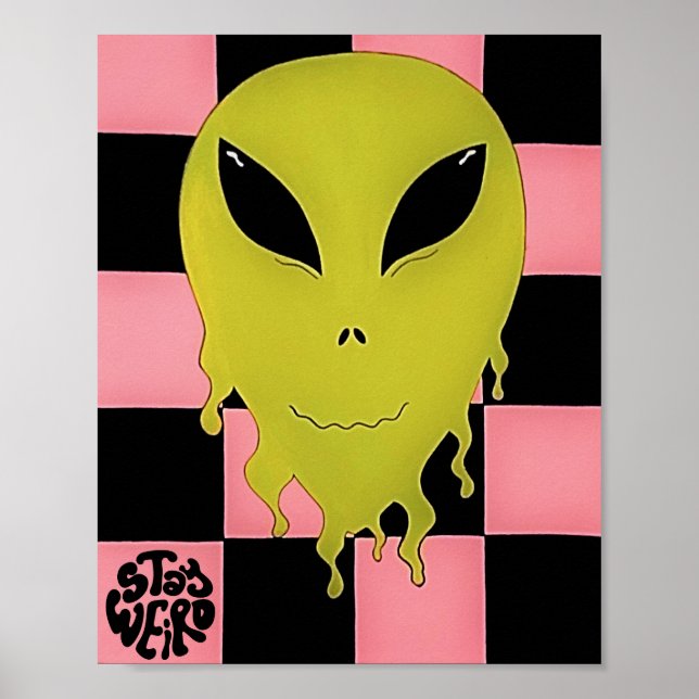 Bleibe komischer Trippy Alien Wall Art Poster (Vorne)