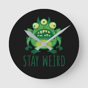 Bleibe komisches Alien Monster Runde Wanduhr