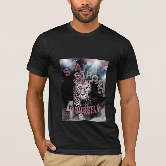 Bleibe Leopard-T - Shirt mit starker Motivation (Vorderseite)