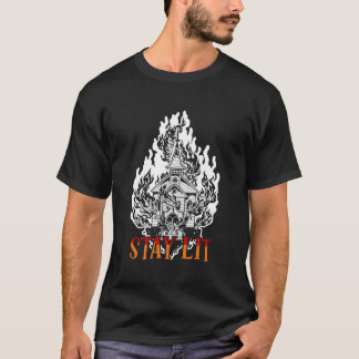 Bleibe Lit Occult Burning Church Satanic Gothic Pa T-Shirt