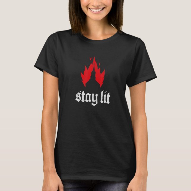 Bleibe Lit Occult Satan Devil Hell Goth Burning Ch T-Shirt (Vorderseite)
