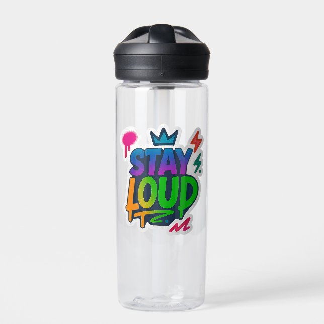 Bleibe Loud Graffiti Neon Artwork Trinkflasche (Vorderseite)
