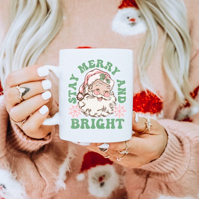 Bleibe Merry & Bright Vintag Weihnachten Weihnacht Kaffeetasse (Von Creator hochgeladen)