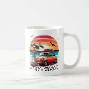 Bleibe On Beach - Retro Vibes - Skelett Kaffeetasse