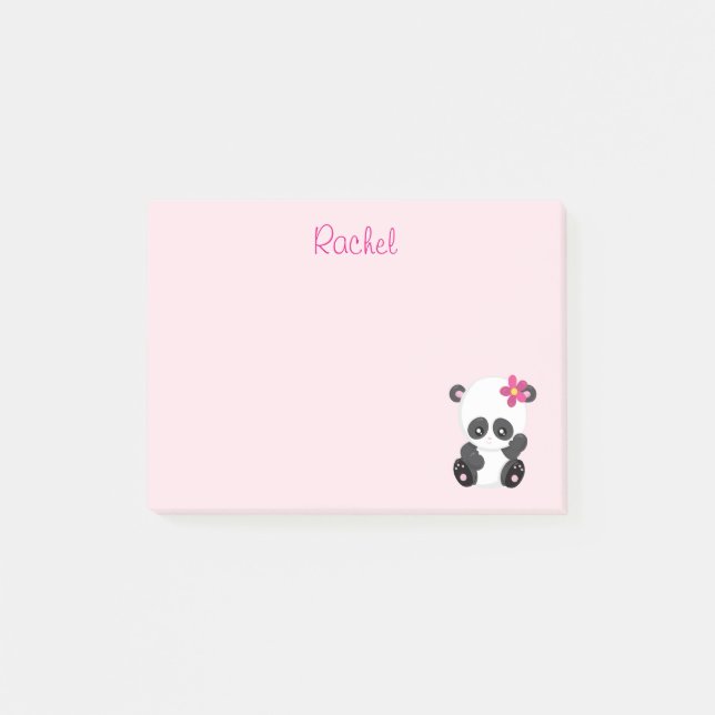 Bleibe Panda Pink Post-it Klebezettel (Vorderseite)