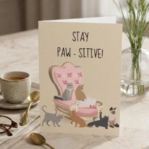 Bleibe Paw-sitive Positive Funny Cat Denken von di Karte