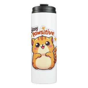 Bleibe Pawsitiv - Niedliche Kawaii Katze Wasser Fl Thermosbecher