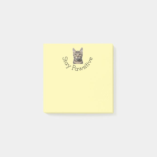 Bleibe Pawsitive Cat Post Hinweise Post-it Klebezettel (Vorderseite)