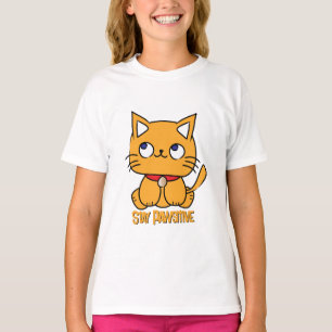 Bleibe Pawsitive Funny Cat Cartoon für Kinder T-Shirt
