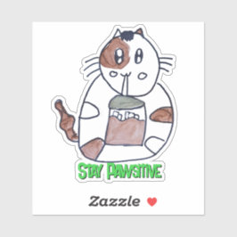 Bleibe Pawsitive Funny Cat Cartoon Notebook Aufkleber