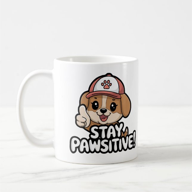 Bleibe Pawsitive Funny Coffee Tasse für Hundefreun (Links)