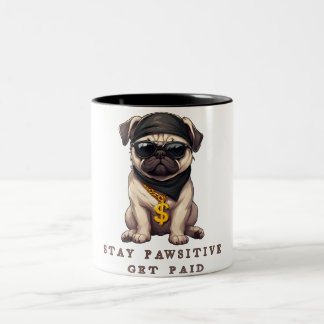 Bleibe Pawsitive , Haustier-Tasse und Hundemutter Zweifarbige Tasse